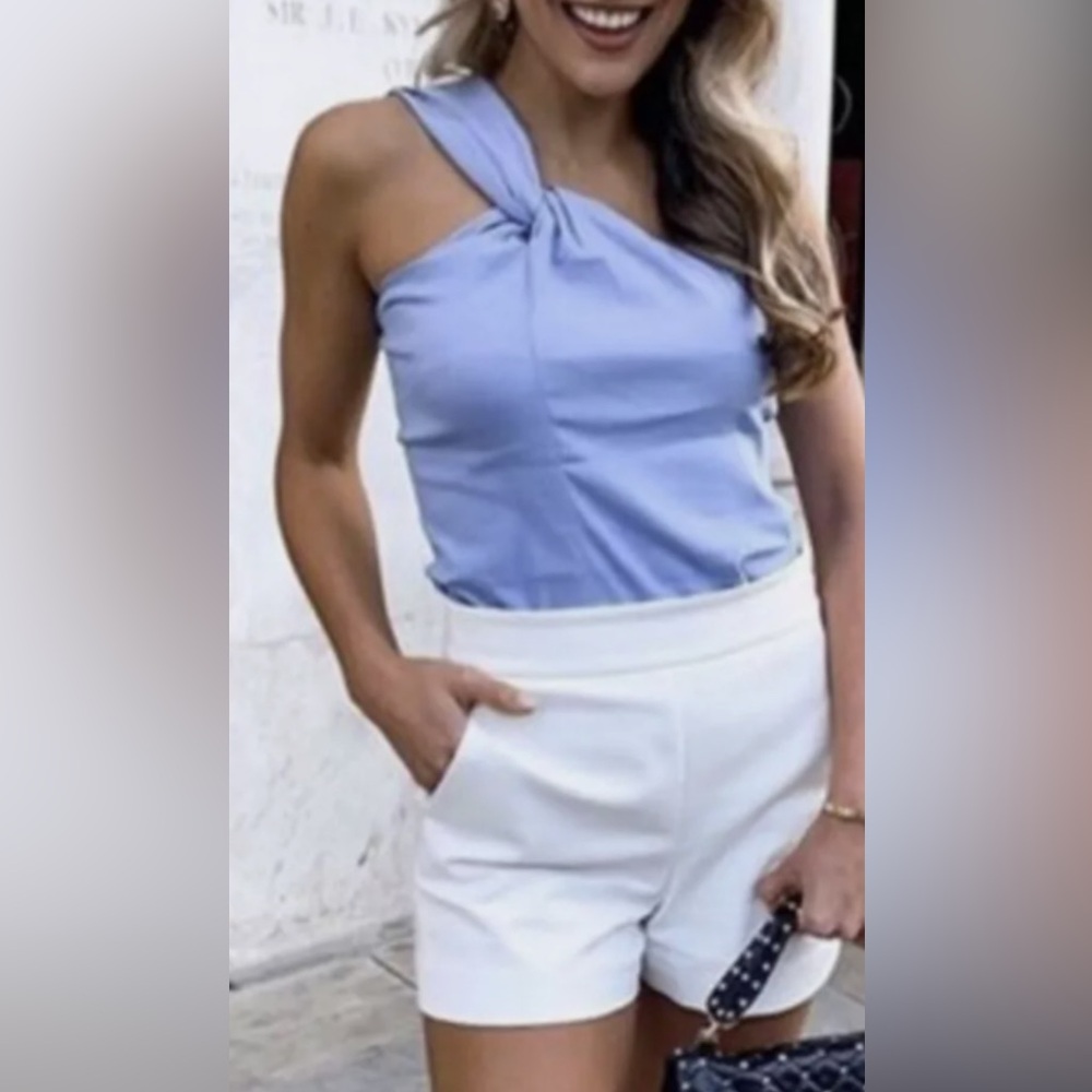 Zara Light Blue Asymmetrical Tank Top